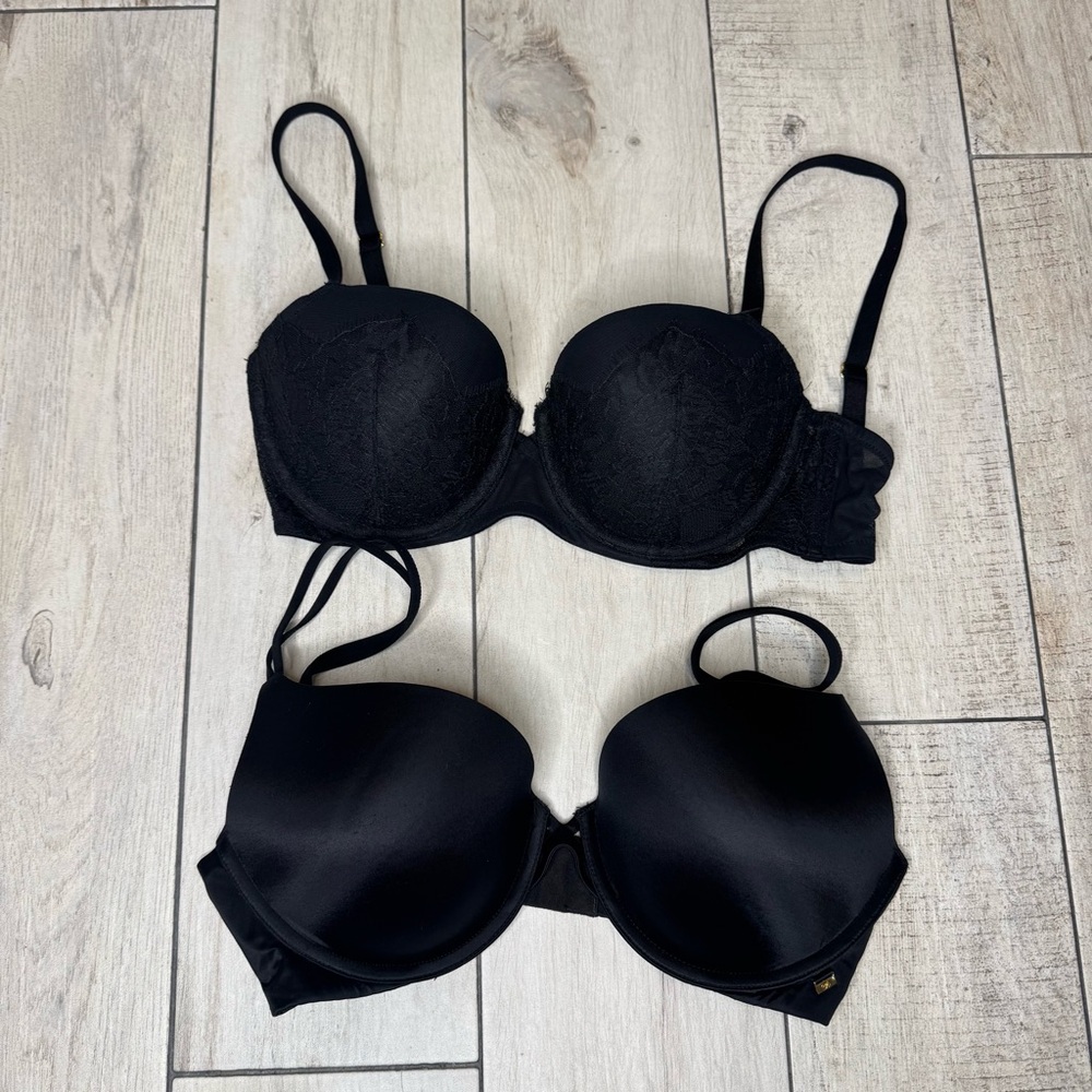 Victoria Secret Push Up Bra Bundle Size 32DD Black